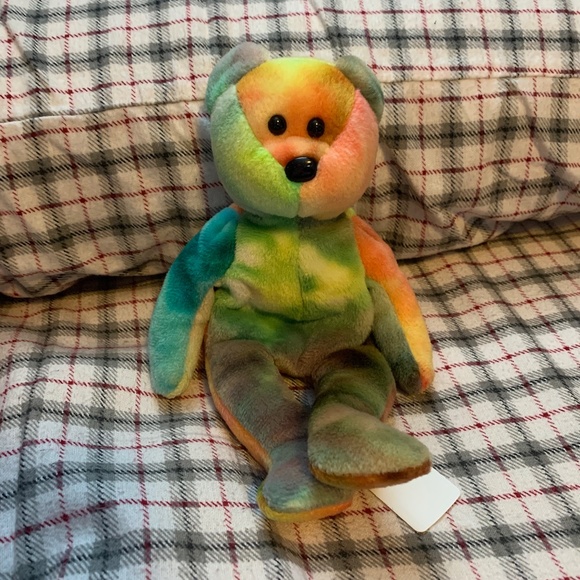 BEANIE BABY Garcia 1993 Multicoloured Bear RARE VINTAGE - Picture 1 of 3
